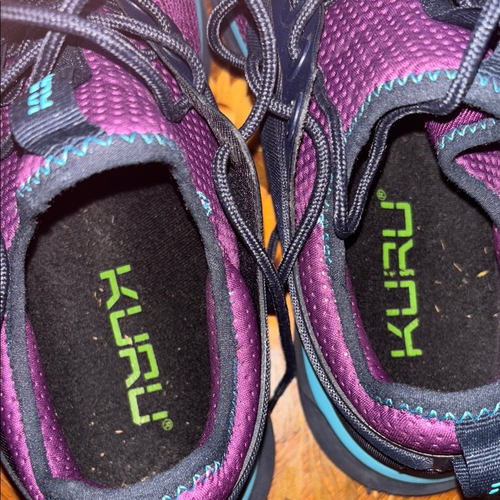 Purple Mesh Athletic Sneakers with Teal Accents KURU RARE AND ELEGANT - Picture 3 of 5